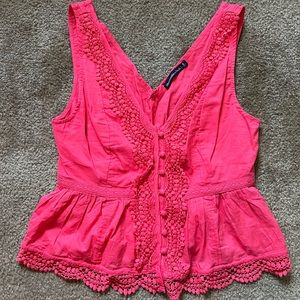 Abercrombie lace trim peplum tank